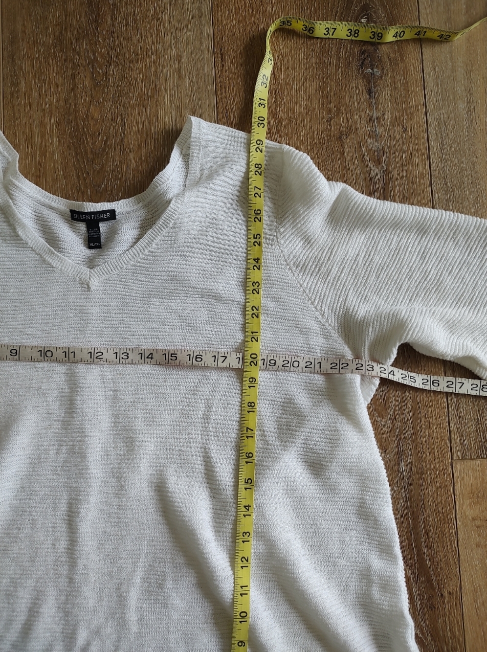 Eileen Fisher Organic Cotton And Linen V-Neck Tunic Top Lightweight Weave XL - Picture 2 of 8